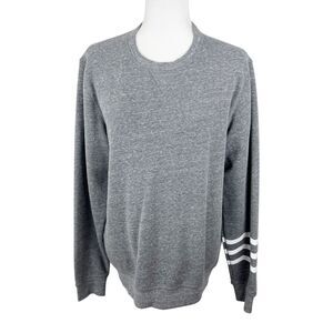 Sol Angeles Sweater Women Large Grey White Stripe Long Sleeve Crew Sweatshirt